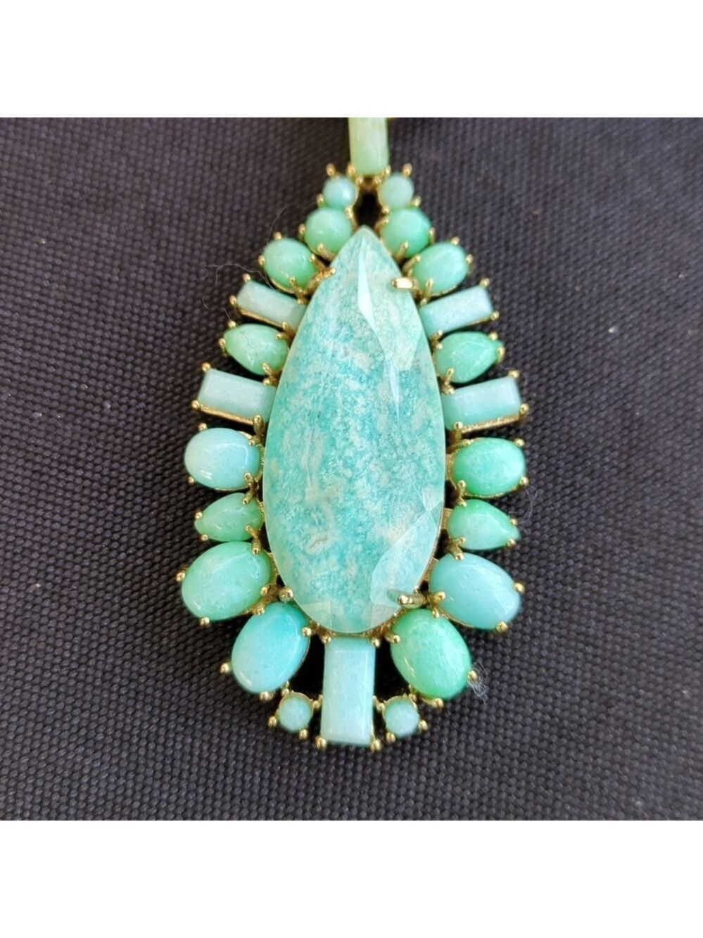 Kate Spade Turquoise Pendant Necklace Gold Tone - Picture 10 of 13
